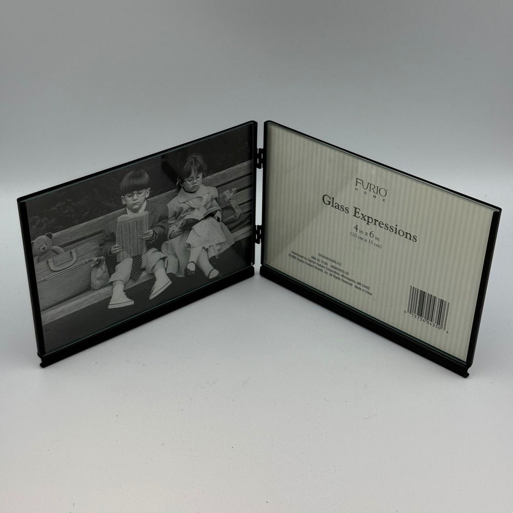 Furio Home Black Metal Hinged Double Picture Frame 4x6 Glass Expressions